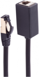 Extension line, RJ45 plug, straight to RJ45 socket, straight, Cat 8.1, S/FTP, LSZH, 0.5 m, black