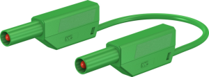 Measuring lead with (4 mm plug, spring-loaded, straight) to (4 mm plug, spring-loaded, straight), 1.5 m, green, PVC, 0.75 mm², CAT III