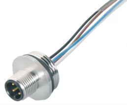 Sensor actuator cable, M12-flange plug, straight to open end, 5 pole, 0.2 m, 4 A, 76 0431 0111 00005 0200
