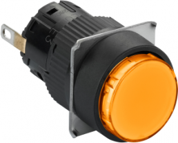 Signal light, waistband round, orange, front ring black, mounting Ø 16 mm, XB6EAV8BP