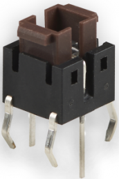 Short-stroke pushbutton, Form A (N/O), 50 mA/12 VDC, illuminated, orange, actuator (brown), 0.98 N, THT