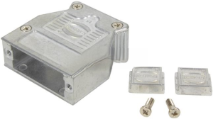 D-Sub connector housing, size: 2 (DA), straight 180°, angled 40°, zinc die casting, silver, 61030010011