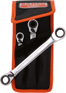 Ring ratchet wrench kit, 3 pieces with bag, 8-19 mm, 5°, 550 g, chromium-vanadium steel, S4RM/3T