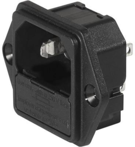 Combination element C14, 3 pole, screw mounting, solder connection, black, 6205.2100