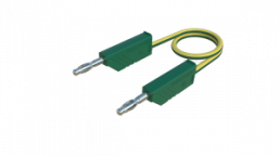 Measuring lead with (4 mm plug, spring-loaded, straight) to (4 mm plug, spring-loaded, straight), 0.5 m, green/yellow, PVC, 2.5 mm², CAT O