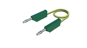 Measuring lead with (4 mm plug, spring-loaded, straight) to (4 mm plug, spring-loaded, straight), 2 m, green/yellow, PVC, 2.5 mm², CAT O
