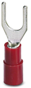 Insulated forked cable lug, 0.5-1.5 mm², AWG 20 to 16, M4, red