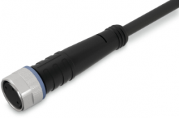 Sensor actuator cable, M8-cable socket, straight to open end, 3 pole, 10 m, PUR, black, 4 A, 756-5101/030-100
