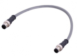 Sensor actuator cable, M12-cable plug, straight to M12-cable plug, straight, 5 pole, 2 m, PVC, gray, 4 A, 21355151564020