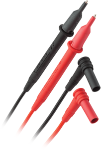 Measuring lead with (test probe, straight) to (4 mm plug, straight), black/red, CAT IV
