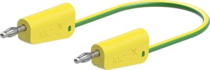 Measuring lead with (4 mm lamella plug, straight) to (4 mm lamella plug, straight), 250 mm, green/yellow, PVC, 2.5 mm²