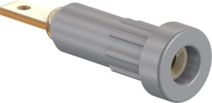 2 mm socket, flat plug connection, mounting Ø 4.9 mm, gray, 23.1011-28