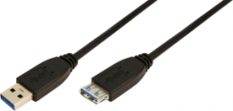 USB 3.0 extension line, USB plug type A to USB socket type A, 2 m, black
