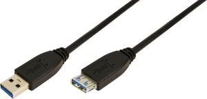 USB 3.0 extension line, USB plug type A to USB socket type A, 1 m, black