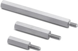 Hexagonal spacer bolt, External/Internal Thread, M3/M3, 6 mm, brass
