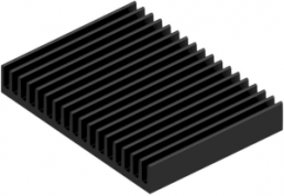 Extruded heatsink, 75 x 100 x 15 mm, 3.4 to 1.9 K/W, black anodized