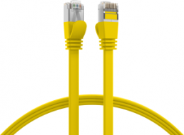 Patch cable with flat cable, RJ45 plug, straight to RJ45 plug, straight, Cat 6A, U/FTP, PVC, 0.15 m, yellow