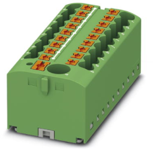 Distribution block, push-in connection, 0.14-4.0 mm², 19 pole, 24 A, 6 kV, green, 3273512