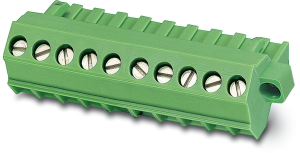 Socket header, 15 pole, pitch 5 mm, angled, green, 1971002
