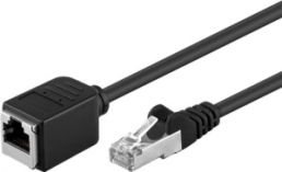 Extension cable, RJ45 plug, straight to RJ45 socket, straight, Cat 5e, F/UTP, PVC, 1 m, black