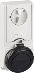 CEE surface-mounted socket, 5 pole, 32 A/480-500 V, black, 7 h, IP65, 82199