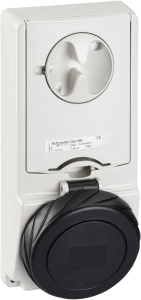 CEE surface-mounted socket, 4 pole, 32 A/480-500 V, black, 7 h, IP65, 82198