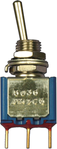 Toggle switch, metal, 1 pole, latching, On-Off-On, 0.4 VA/20 V AC/DC, gold-plated, 5039CD
