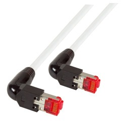 Patch cable, RJ45 plug, angled to RJ45 plug, angled, Cat 6A, S/FTP, LSZH, 1.5 m, white