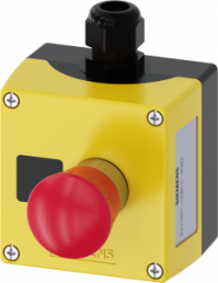 AS-Interface enclosure, 1 emergency stop pushbutton, 1 Form B (N/C), 3SU1851-0NB10-4GB2