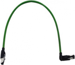System cable, RJ45 plug, straight to RJ45 plug, angled, Cat 5, PVC, 3 m, green
