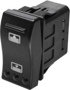 Rocker switch, black, 1 pole, On-Off-On, Changeover switch, 10 A/12 to 24 VDC, IP66, unlit, printed