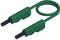 Measuring lead with (4 mm plug, spring-loaded, straight) to (4 mm plug, spring-loaded, straight), 2 m, green, PVC, 1.0 mm², CAT O