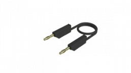 Measuring lead with (4 mm plug, spring-loaded, straight) to (4 mm plug, spring-loaded, straight), 0.25 m, black, PVC, 2.5 mm², CAT O