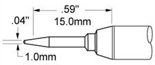 Soldering tip, conical, (T x W) 1 x 1 mm, 330 °C, STV-CNL10AR
