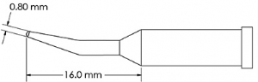 Soldering tip, conical, Ø 0.8 mm, (T x L) 0.8 x 16 mm, GT4-CN1608R