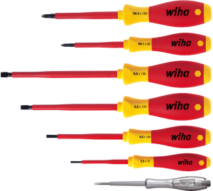 VDE screwdriver kit, PH1, PH2, 2.5 mm, 4 mm, 5.5 mm, 6.5 mm, 3 mm, Phillips/slotted, BL 100 mm, 320NK7