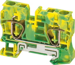 Ground terminal, 2 pole, 0.2-10 mm², clamping points: 2, green/yellow, spring balancer connection