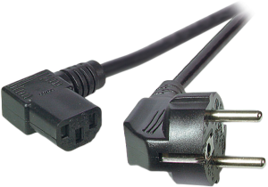 Power cord, Europe, plug type E + F, angled on C13 jack, angled, black, 3 m
