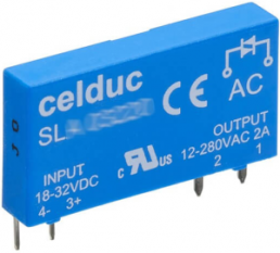 Solid state relay, 18-32 VDC, AC on/off random, 12-280 VAC, 2 A, PCB mounting, SLA03220