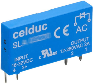 Solid state relay, 18-32 VDC, DC on/off, 0-60 VDC, 2 A, PCB mounting, SLD03210