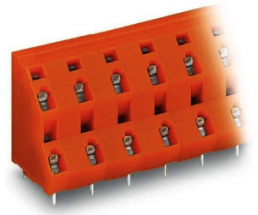 PCB terminal, 16 pole, pitch 10.16 mm, AWG 28-12, 21 A, cage clamp, orange, 736-808