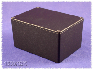 Aluminum die cast enclosure, (L x W x H) 140 x 102 x 72 mm, black (RAL 9005), IP54, 1550KBK
