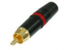 RCA plug for cable assembly 3.5 to 6.1 mm O.D., gold-plated, red color coding ring