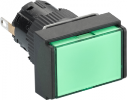 Signal light, waistband rectangular, green, front ring black, mounting Ø 16 mm, XB6EDV3BP