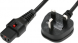 Power cord, UK, Plug Type G, angled on C13-connector, straight, H05VV-F3G1.0mm², black, 2 m