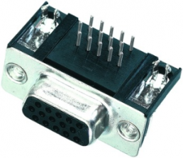 D-Sub socket, 15 pole, high density, equipped, straight, solder pin, 09561525613