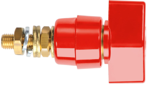 Pole terminal, 4 mm, red, 1000 V, 63 A, screw connection, POL 631 L / RT