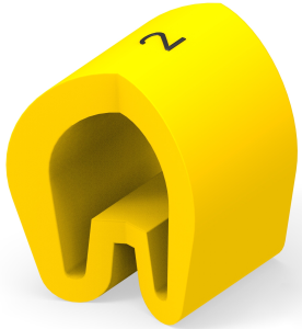 PVC cable maker, imprint "2", (W) 4.5 mm, max. bundle Ø 6.3 mm, yellow, EC5877-000