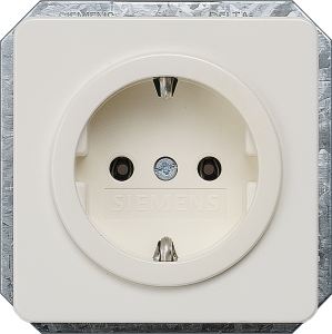 German schuko-style socket, white, 16 A/250 V, Germany, IP20, 5UB1403-0KK