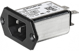 IEC inlet filter C14, 50 to 60 Hz, 1 A, 250 VAC, faston plug 6.3 mm, 3-121-370